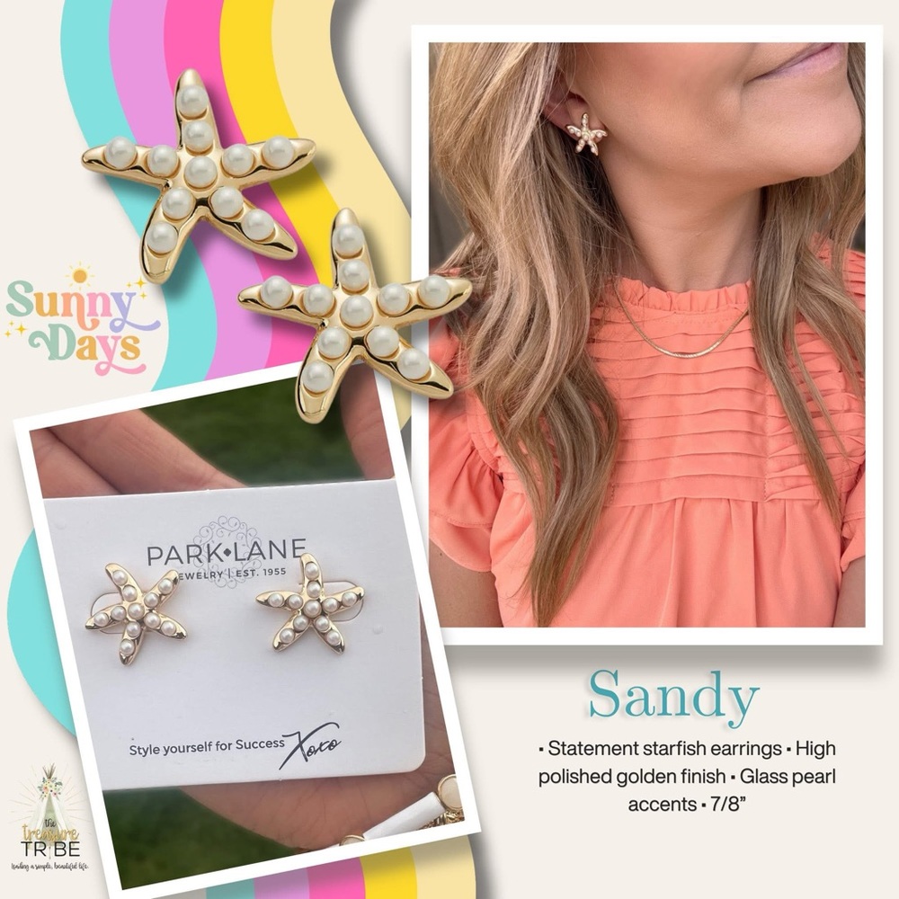 Park Lane Gold and White Sandy Starfish Jewelry